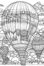 Placeholder: A colorful hot air balloon festival.coloring book page, simple and clean line art, adult drawing book, black and white, crisp black lines, no shades, sharp lines, coloring book for adults, cartoon style, landscape