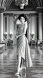 Placeholder: Elizabeth Taylor standing in a royal hall with very beautiful dress and high heels
