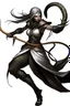 Placeholder: female gray skin Shadar-Kai wielding a Whip a whip made out of black thorns