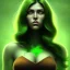 Placeholder: portrait, insanely detailed, heroïc fantasy setting, woman, dark-skinned, indian, black hair, more green hair, more green hair