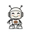 Placeholder: AI LOGO Robot simple, winking face happy