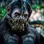 Placeholder: Cyborg, Ape, Primate, hominid, breathing device, gas mask, respirator Christopher Nolan, Dystopian, Extreme depth of field, bokeh blur, Alberta, all-natural, in the style of candid, Fuji Film, Anamorphic lens