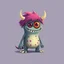 Placeholder: cartoon monster on solid color background