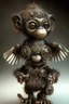 Placeholder: small cute steampunk mechanical monkey, made of metal with mechanical wings, cute hands and feet