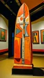 Placeholder: An orange colored technologic obelisk painted by Pablo Picasso