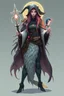 Placeholder: good low poly merman thief priest with long fur all over her entire body and bright aura and a nerd magical wizard fish raven