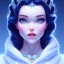 Placeholder: Snow white, crystal, beautiful, soft, blue light, star in background