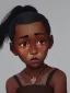 Placeholder: Portrait of a special dark skinned girl witch toddler with bushy hair