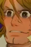 Placeholder: Redraw the cartoon character and fix the image resolution His hair is brown and long, but messy. His lips are closed, showing his bravery. His eyes are lined, showing his determination. He has shadows under his eyes, showing his stress and convert the drawing view 3D panel style digital Painting detailed with a panoramic scene Ultra-wide angle Highly realistic precise details Detailed