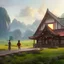 Placeholder: asian little house on the prairie, laura ingalls wilder. asian aesthetic, Fantasy Art, Beautiful, Mysterious, Johan Grenier, Hyper Detailed, National Geographic Photo, Digital Painting, Matte Painting, Hyperrealism,, Detailed and Intricate, Fantasy, Concept Art, Artstation, by Artgerm, by Greg Rutkowski, by John William Waterhouse, by Katsushika Hokusai, by Rossdraws, by wlop