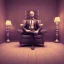 Placeholder: In a room, there is a man sitting on the comfortable chair.