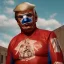 Placeholder: realistic image of donald trump as a mexican wrestling fighter posing outdoors, Mexican eyes wrestling mask, red and blue breeches, suspenders, retro style, 80s, vibrant color, highly detailed, sky background, concept art, unreal engine 5, god rays, ray tracing, RTX, lumen lighting, ultra detail, volumetric lighting, 3d, finely drawn, high definition, high resolution.