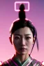 Placeholder: portrait, Asian cyborg woman, samurai warrior :: symmetry photography, cyberpunk style, pink hair, makeup, line eye :: black samurai army, japanese traditional pattern, pink, white, black, light iris :: cinematic, Ultra realistic, dark scene, soft color, highly detailed, unreal engine 5, RTX, ultra detail, 3d, finely drawn, high definition.