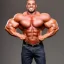 Placeholder: Male, steroid, bodybuilder, super heavy weight, massive, handsome, beautiful, front view, shredded, smile, poser face, handsome, v taper, over developed pecs, rouged, super heavy weight bodybuilder, Mr olympia, go model, male model, twenty-five years old