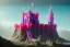 Placeholder: Colorful Gummyworm castle on a sunny summer day, high contrast, no fog