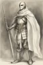 Placeholder: Knight wearing white robes and white cape with white mask, holding a spear