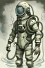 Placeholder: Sketch rendering of a diving suit inspired by nature