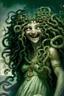 Placeholder: mithic medusa, nice body, big eyes, smiling, little dress