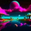 Placeholder: image of a surreal, otherworldly landscape with floating islands, bioluminescent plants, and a sky filled with multiple moons and vivid colors."pool."pool."nightlife."clouds."overhead."and pink."