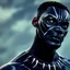 Placeholder: portrait, will smith in black panther suit, intense stare, dark forest, dynamic lighting, 8k, ultra detailed