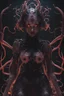 Placeholder: Demon girl, fullbody, creepy, horrifying, sinister, many worms parasite creature connected to the head, sparks around her, sparks cybernetic, intricate, 8k, macro photography,