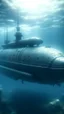 Placeholder: ,surrealism of the dark of a nightmare , hyper photorealistic, hyper detailed bright art color, high resolution, fog, octane render, tilt shift, HDRI Environment, all pictures gray, an American modern submarine under the ocean water
