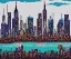 Placeholder: pixel art New York skyline