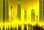Placeholder: A city in the future is in the night and it's raining and it's foggy and it's bright yellow.