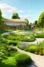 Placeholder: architectural garden with a reunion center