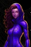 Placeholder: generate a image of a female superhero wearing a purple costume that represents the Amygdala part of the brain