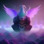 Placeholder: purple mythical creature in galaxy, teal and purple smoke, detailed, realistic, 4k