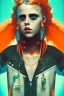 Placeholder: Danish Singer MØ cyberpunk, orange tones, high lighting