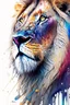 Placeholder: "lion", clean design, art station, splash of colorful paint, contour, ((solid white background)), gazing into camera, hyperdetailed intricately detailed, unreal engine, fantastical, cinema lighting, intricate detail, splash screen, complementary colors, fantasy concept art, 8k resolution, DeviantArt masterpiece, watercolor, paint dripping