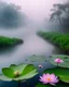 Placeholder: 🐊 🌸🌺 landscape a wonderful lotus flowers on river beauty early morning heavy fog cold,a biggest aligator rise up swim on end up on river,high sharpens photography HD,photography realistic colors sharpens