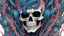 Placeholder: a close up of a person with a skull on their head, blue and black colors, anime skull portrait man, scary detailed art in color, hiroyuki-mitsume takahashi, nychos art aesthetic, half man half skeleton, anime cyberpunk art, colored manga art, rossdraws pastel vibrant, hot colors. insanely detailed, beautiful anime portrait, stunning anime face portrait, scary art in color