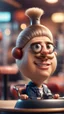 Placeholder: portrait of cartoon snail hair modell, man with rocker hair chilling at the barber shop,bokeh like f/0.8, tilt-shift lens 8k, high detail, smooth render, down-light, unreal engine, prize winning