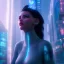 Placeholder: double exposure of a futuristic cyberpunk woman in an alien city by alessio albi --v 4