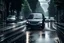 Placeholder: a moving car in a rain in a town