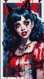 Placeholder: Poster in two gradually, a one side malevolent goth vampire girl face and other side the Singer Melanie Martinez face, full body, painting by Yoji Shinkawa, darkblue and red tones,