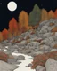 Placeholder: Autumn colors, peaceful, Egon Schiele, Max Ernst, night sky filled with galaxies and stars, rocks, trees, flowers, one-line drawing, sharp focus, 8k, deep 3d field, intricate, ornate, one million strokes