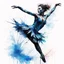 Placeholder: Long-shot perspective, silhouette of figure skater Tayna Harding in mid-air performing a triple axel, textured Speed paint with large rough brush strokes, watercolor, heavy paint splatter, by Carne Griffiths, by Russ Mills, kinetic impressionism, masterpiece, particles, by Renoir, fine art, blue tones, dramatic, romantic, magical mist, cool colors, perfect anatomy