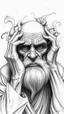 Placeholder: highly detailed graphite illustration, A surreal elderly figure with exaggerated anatomical featured , hands up llheavily wrinkled skin, and an intense, contemplative expression. bald head, thick eyebrows, long beard merge into swirling abstract shapes. Large, other gripping the forehead tensely. Mysterious, introspective, dreamlike, somewhat dark fantasy. #𝙙𝙧𝙚art #prompt