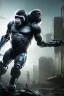 Placeholder: Cybernetic Robot Gorilla, post-apocalyptic in a cyberpunk city, realistic, intriacte detail, sci-fi fantasy style, volumetric lighting, particales,highly detailed,cinamatic, deep