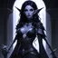 Placeholder: drow elf woman, sorceress, dark hair, digital art, dark fantasy