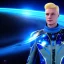 Placeholder: Homme galactique beau fin, grand front cosmique, yeux bleus réels, cheveux blonds, costume galactique, paysage cosmique, 8k, unreal engine