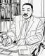 Placeholder: Outline art for coloring pages with Martin luther king jr, white background, sketch style, only use black outline, white background, no shadows and well and clear outline