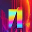 Placeholder: letter M, synthwave