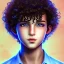 Placeholder: beautiful 12 year old arabic boy with curly hair and light blue eyes