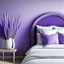 Placeholder: Concept of lavender flower in a hotel bedroom, modern classic style, lavender colors