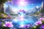 Placeholder: a magic diamond of light and bright over a magic landscape with fairy nature with magic flower and crystal lake